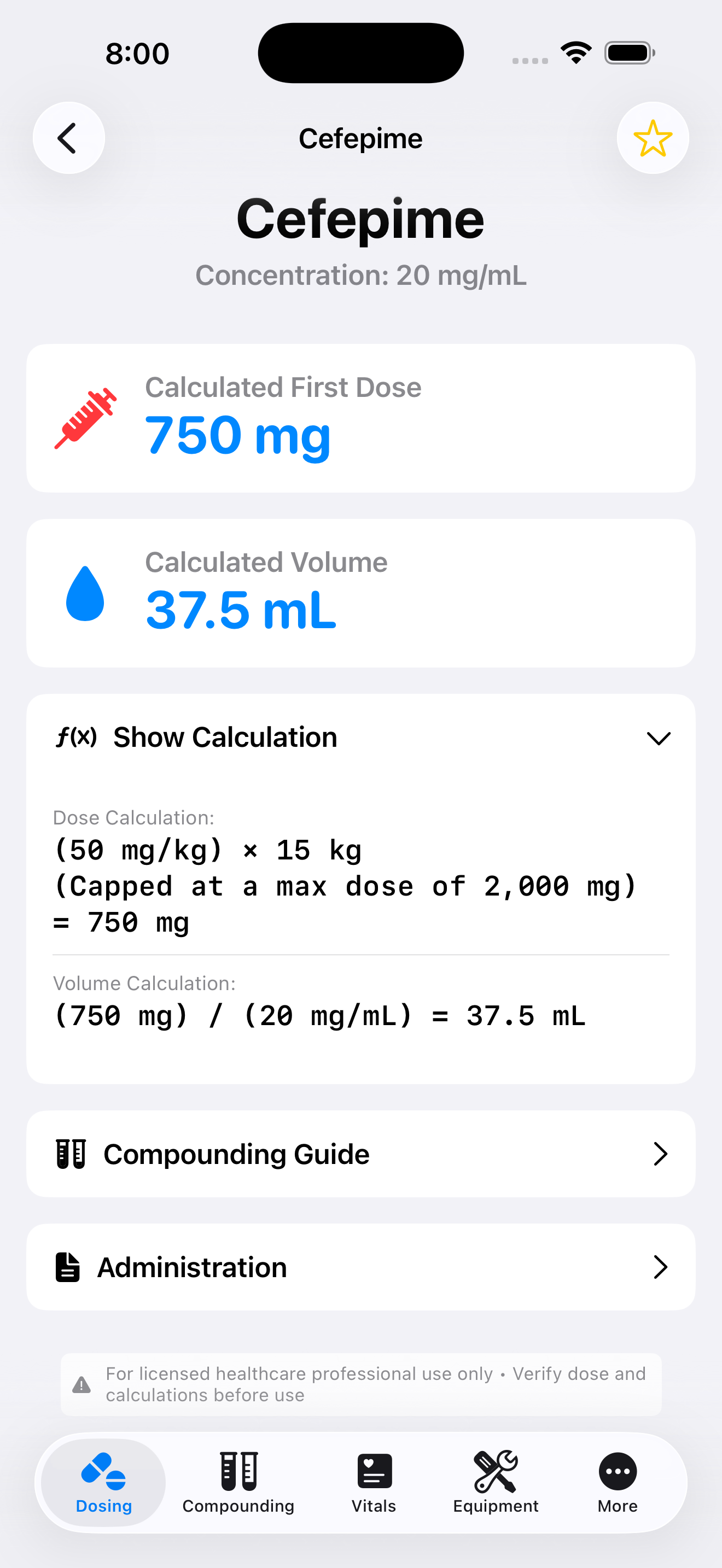 Cefepime dosing screen